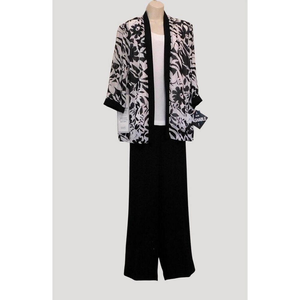Kathy Roberts 2-Piece Set Women’s 14 Black White Jacket Pants Polyester - Picture 11 of 16